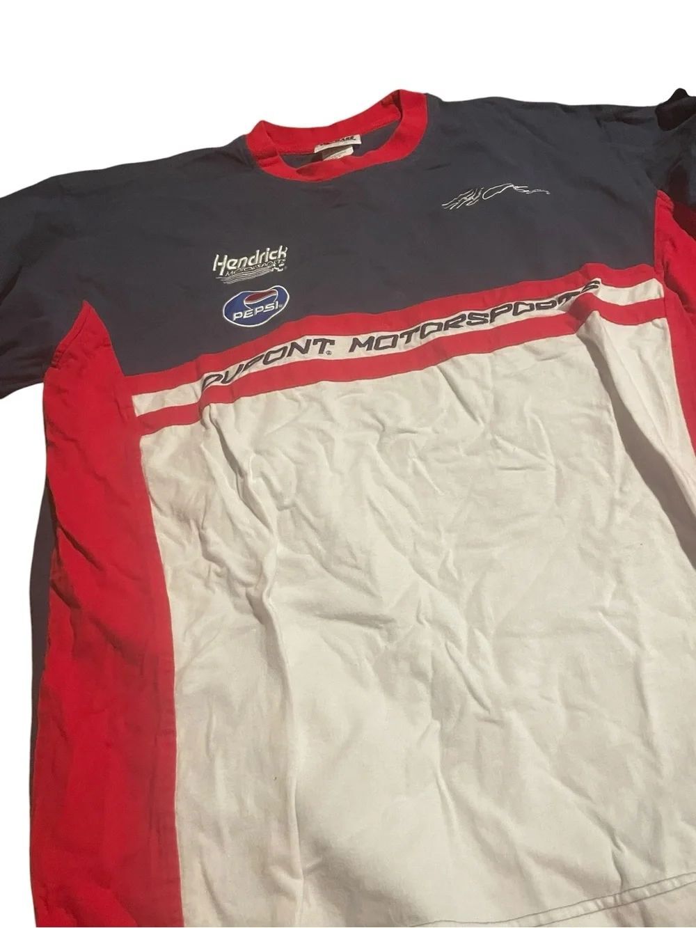 Hendrick Motor Soorts #24 Men's Racing Tee - Red, Navy & White JEFF GORDON